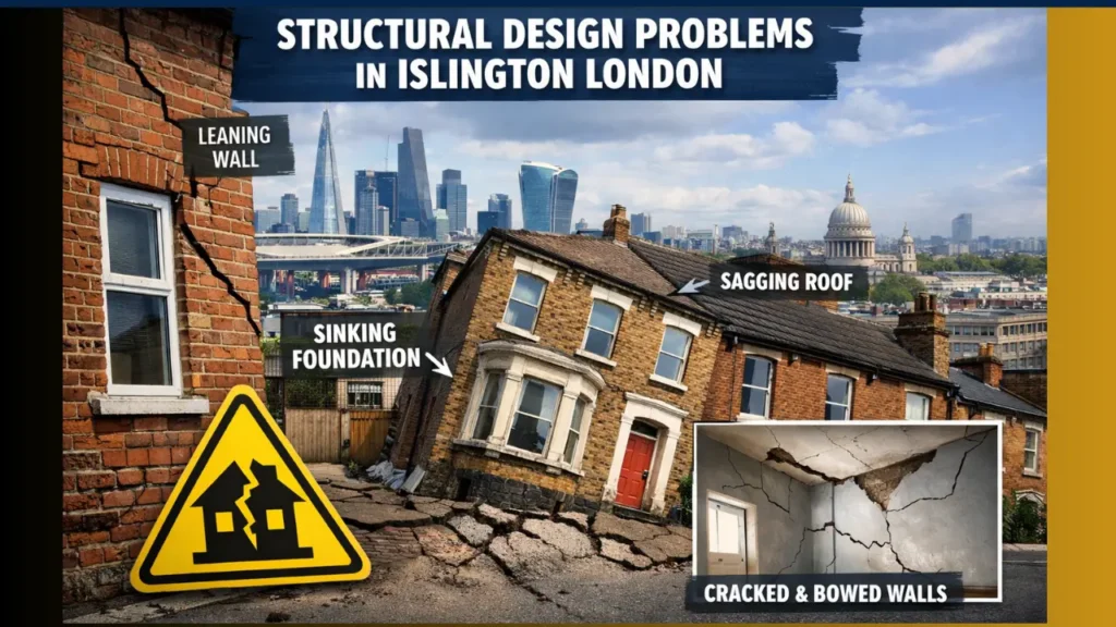 Structural design problems in Islington London house with cracks and foundation issues