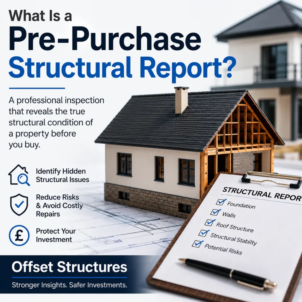 Structural engineer inspecting a house in London for a pre-purchase structural report bye Offset Structures