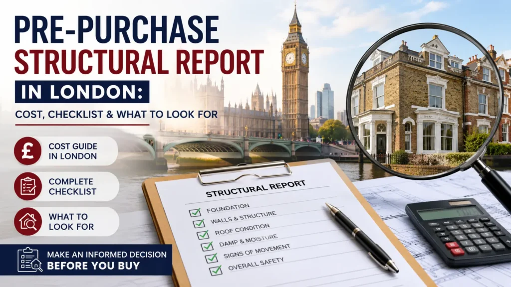 Pre-purchase structural report in London showing cost, checklist, and key inspection points for property buyers