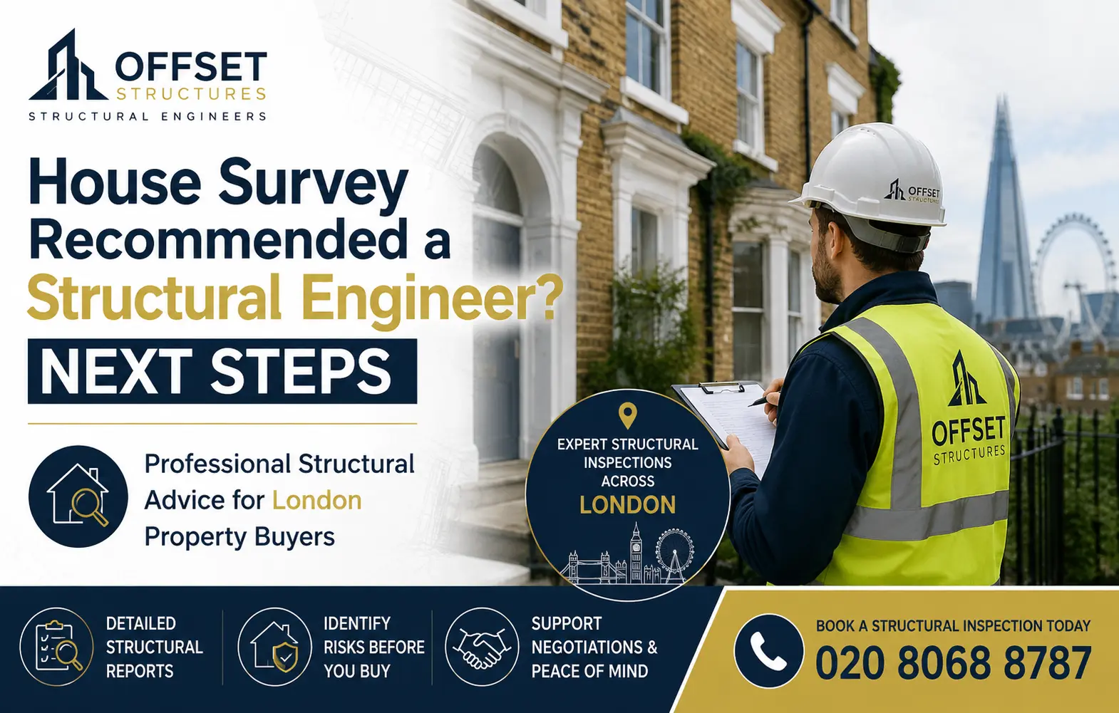 House survey recommended a structural engineer next steps for property buyers in London by Offset Structures